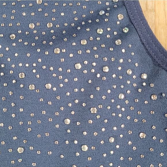 šLCĀ CoutureāBlue Bedazzled Sleeveless Stretchy TopāSmall - Picture 6 of 7
